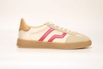 Baskets Femme Gant Cuzima Satin/Sheep Suede/Cow Leather G582 Beige/Cerise