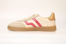 Baskets Femme Gant Cuzima Satin/Sheep Suede/Cow Leather G582 Beige/Cerise