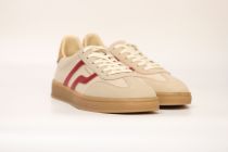 Baskets Femme Gant Cuzima Satin/Sheep Suede/Cow Leather G582 Beige/Cerise