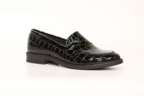 Mocassins Femme Myma 7800MY Croco Vernis Noir