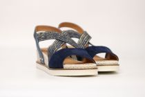 Sandales Femme Fugitive Biscui Velours Navy